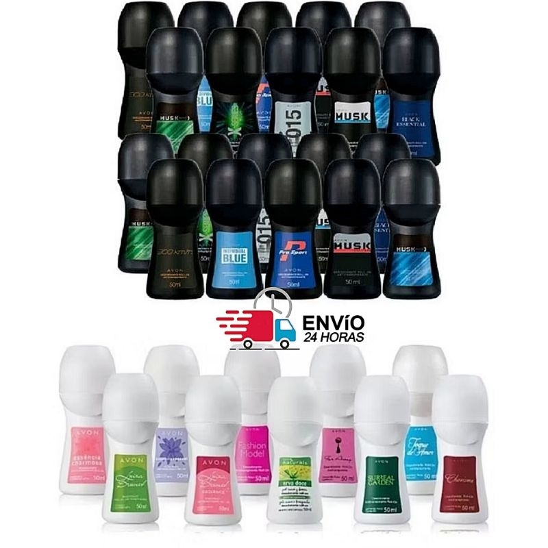 Kit 10 Desodorante Roll-on Rollon Rolon AVON Masculino ou Feminino 48h-72h - 48ml