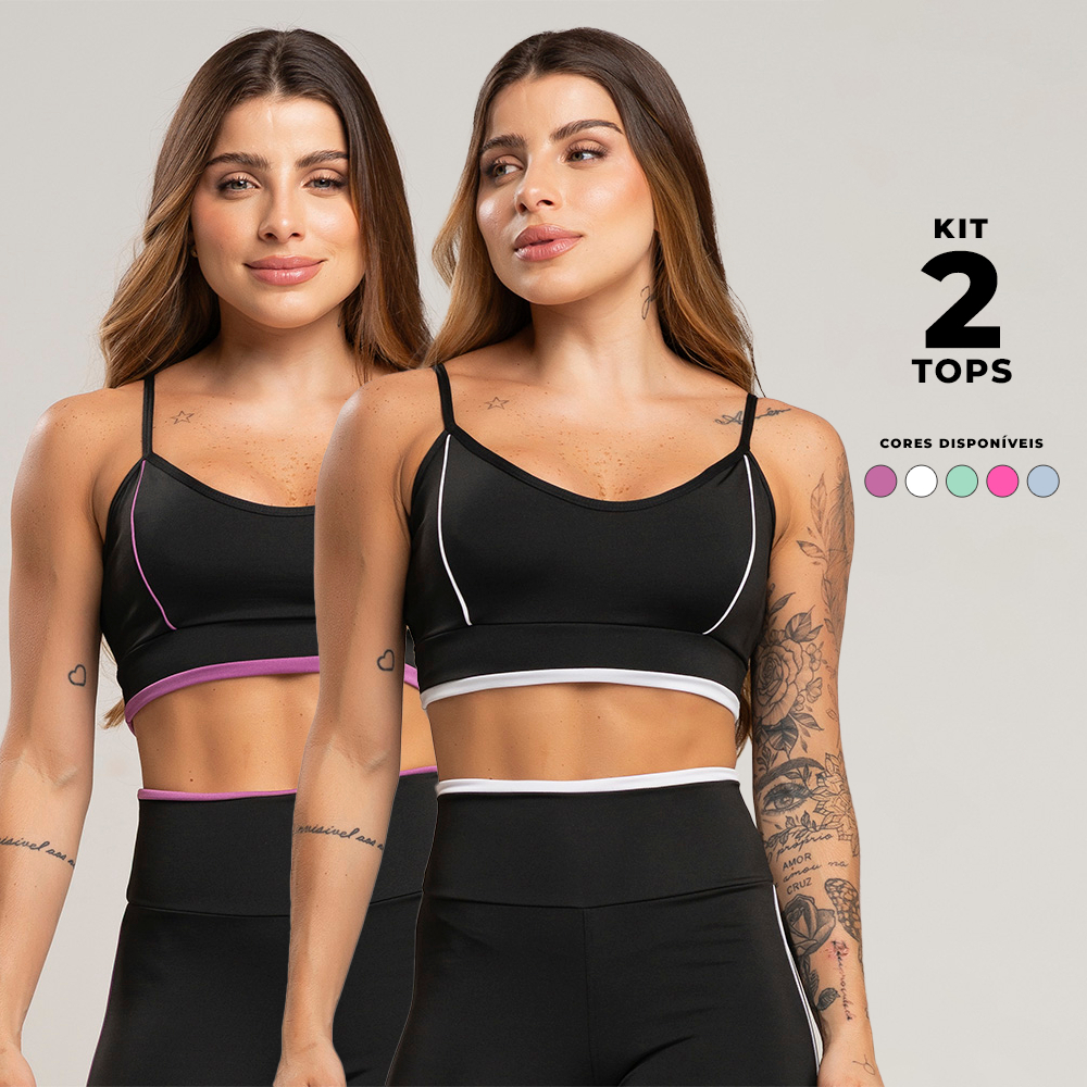 Kit 2 tops fitness alcinha vivo com abertura para bojo – conforto e suporte para treinos moda feminina