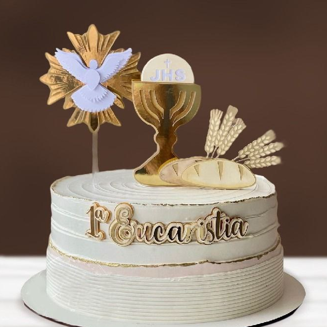 Topo de Bolo Primeira Comunhão Eucaristia Batismo / Decoração  Eucaristia / Topper batismo / batizado