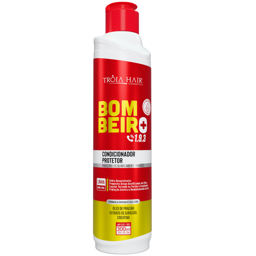 Condicionador Chama o Bombeiro Tróia Hair 300ml | Nutrição Intensa, Brilho e Maciez Imediata