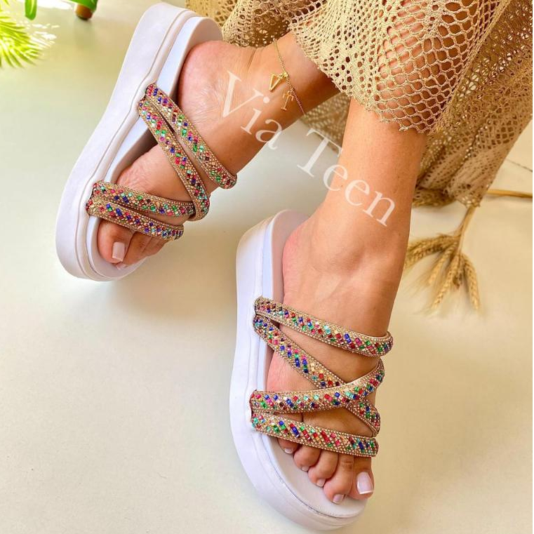 🔥𝐌𝐄𝐆𝐀 𝐏𝐑𝐎𝐌𝐎𝐂̧𝐀̃𝐎🔥 Sandália Papete Birken Flatform Feminina Brilho Strass Pla...