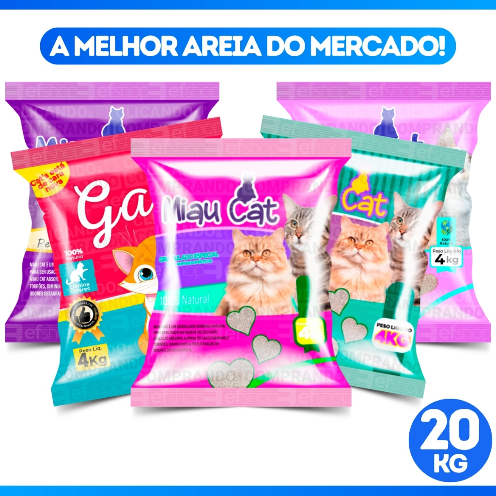 Kit *1 a 5* Pacotes de Areia Sanitária Antiodor Tira Cheiro Gatos Tradicional 100% Natural - OFERTA