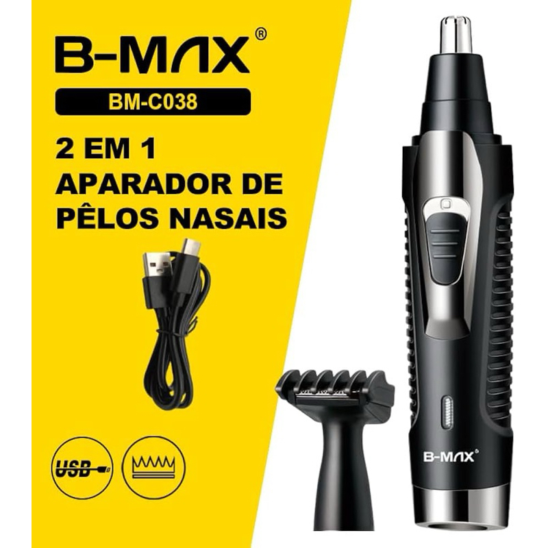 Kit 2 em 1Aparador de pelos Nariz Orelha Máquina Cortar Pelos BMAX BM-C038