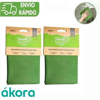 KIT 2 PANOS MÁGICOS LIMPA VIDROS ÁKORA ORIGINAL – POLIÉSTER E POLIAMIDA (LIMPEZA FÁCIL COM ÁGUA!) em Oferta na Shopee