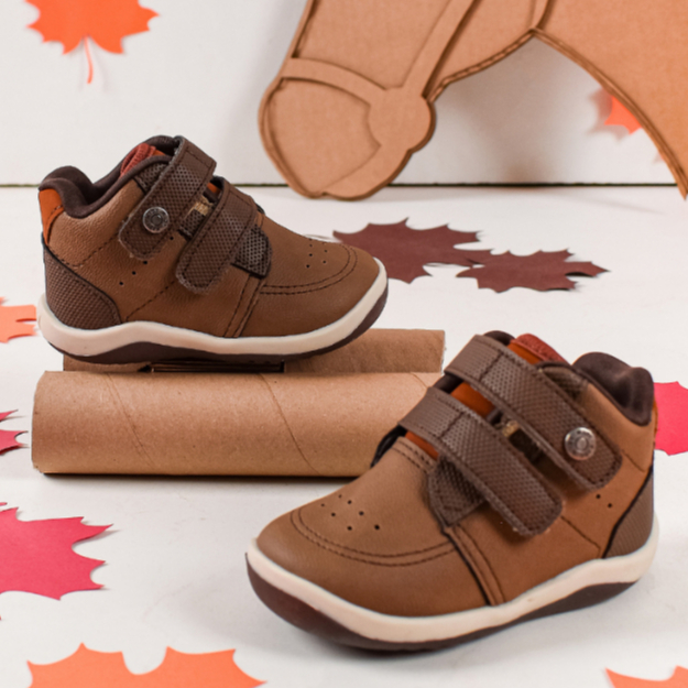 Tênis Infantil Casual Bebê Menino Kidy Fecho Duplo Marrom - Baby & Kids Fashion