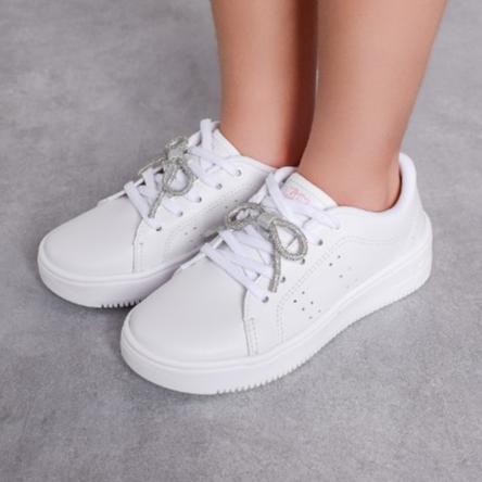 Tênis Casual Infantil Menina Kidy Laço de Strass Moderno Clássico Branco - Baby & Kids Fashion