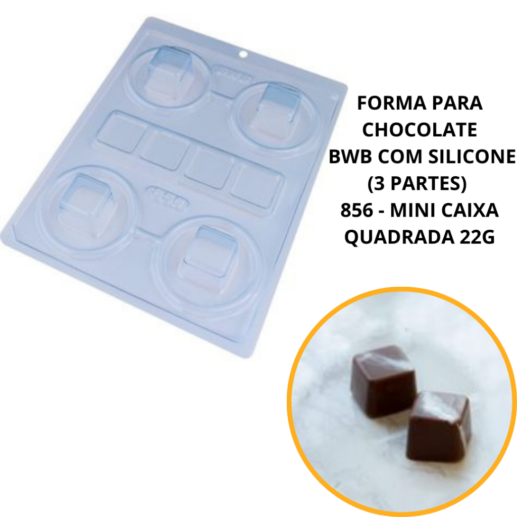 1~5 FORMA PARA CHOCOLATE BWB COM SILICONE (3 PARTES) 856 - MINI CAIXA QUADRADA 22G (CONJUNTO) (CHOCO) em Oferta na Shopee