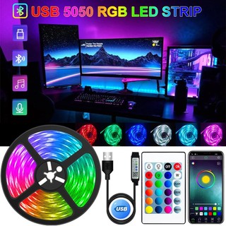Fita Led RGB 5050 Ip65 A Prova D'água Usb Com Controle App Bluetooth 5M 16 Cores Para Decoração E Iluminação