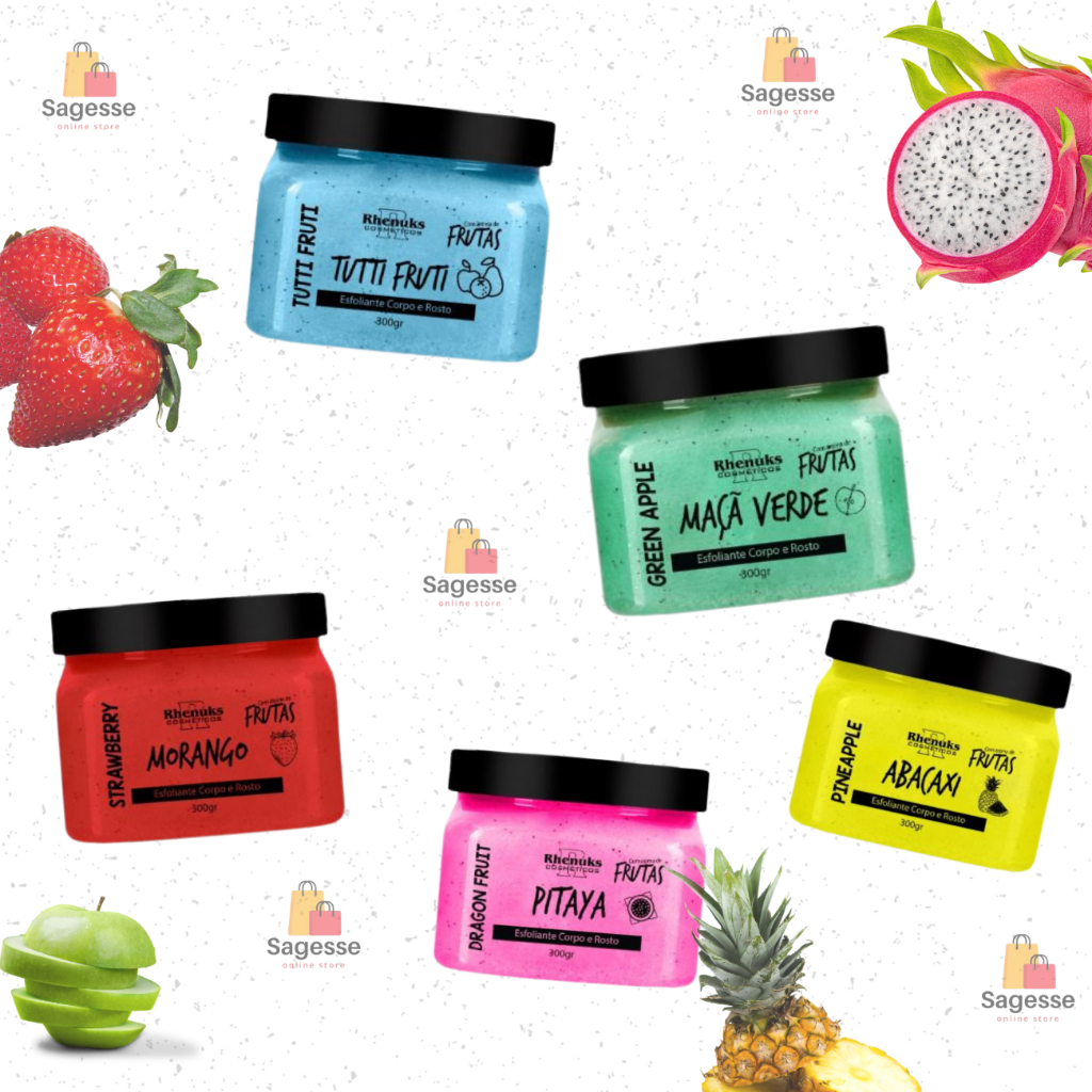 Rhenuks - Esfoliante Corpo e Rosto - 300g - Aroma de Frutas em Oferta na Shopee