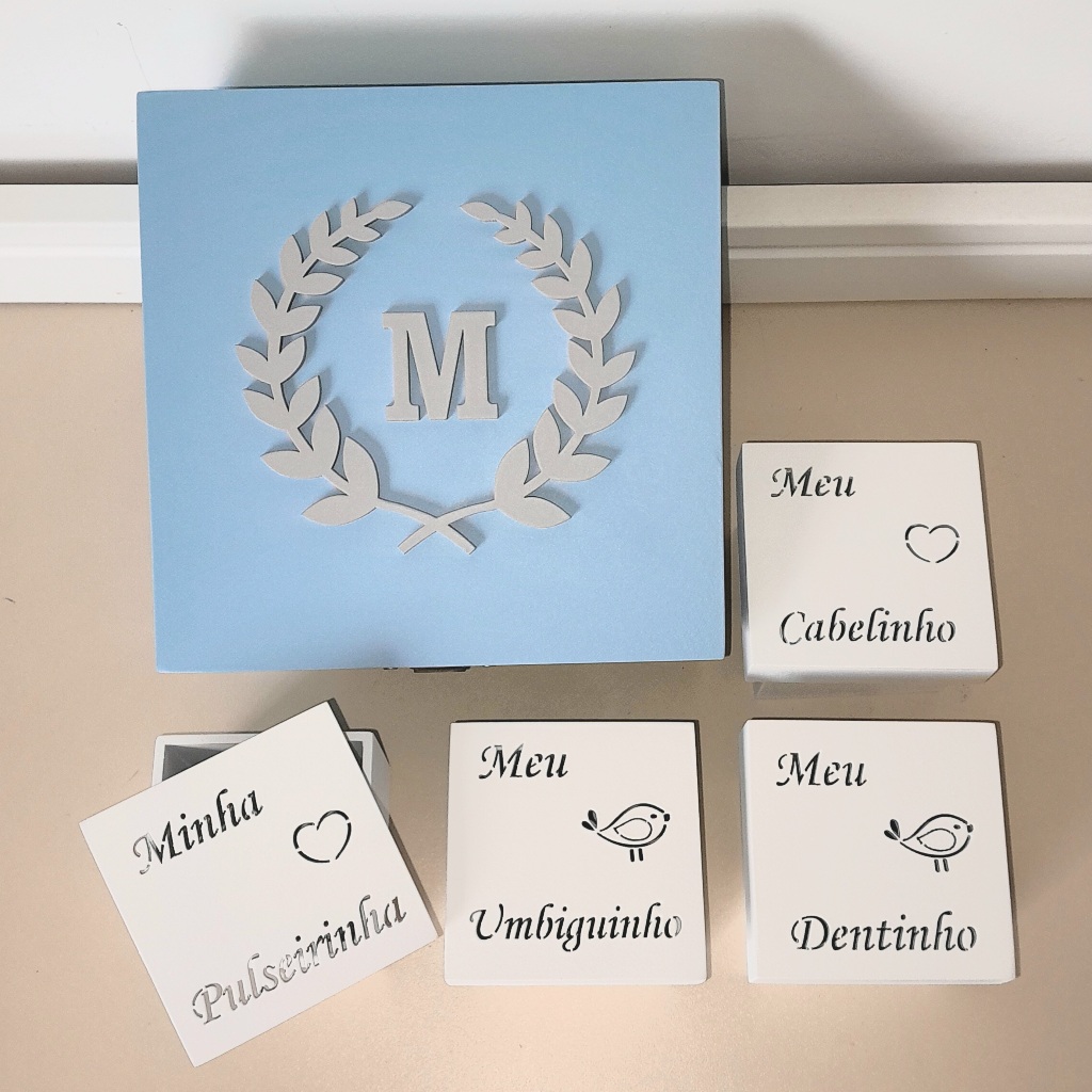 Caixa Recordação Maternidade MDF Personalizada Lembranças do Bebê Guardar Umbiguinho, Pulseirinha, Cabelinho e Dentinho