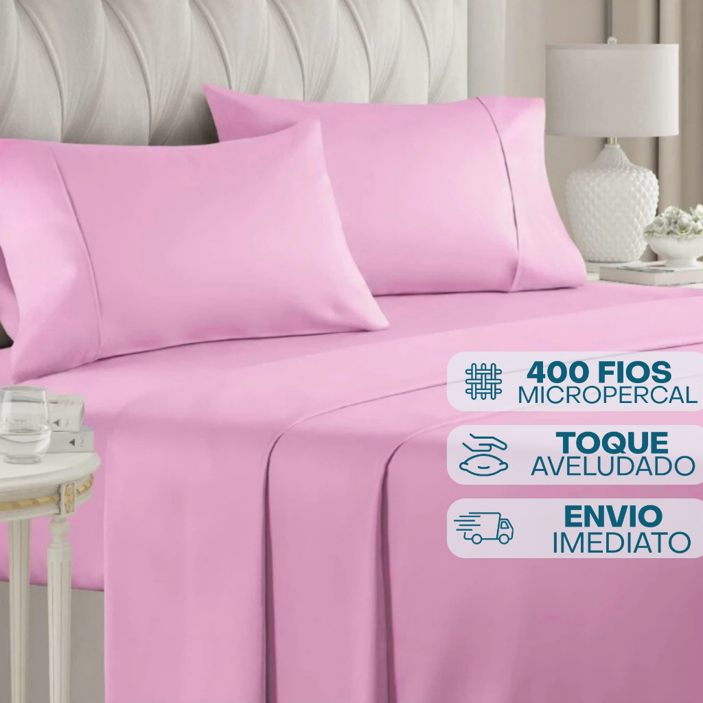 Jogo de Lençol Berço Solteiro Casal Queen ou King 400 Fios Micropercal Extra Macio Vários Tamanhos