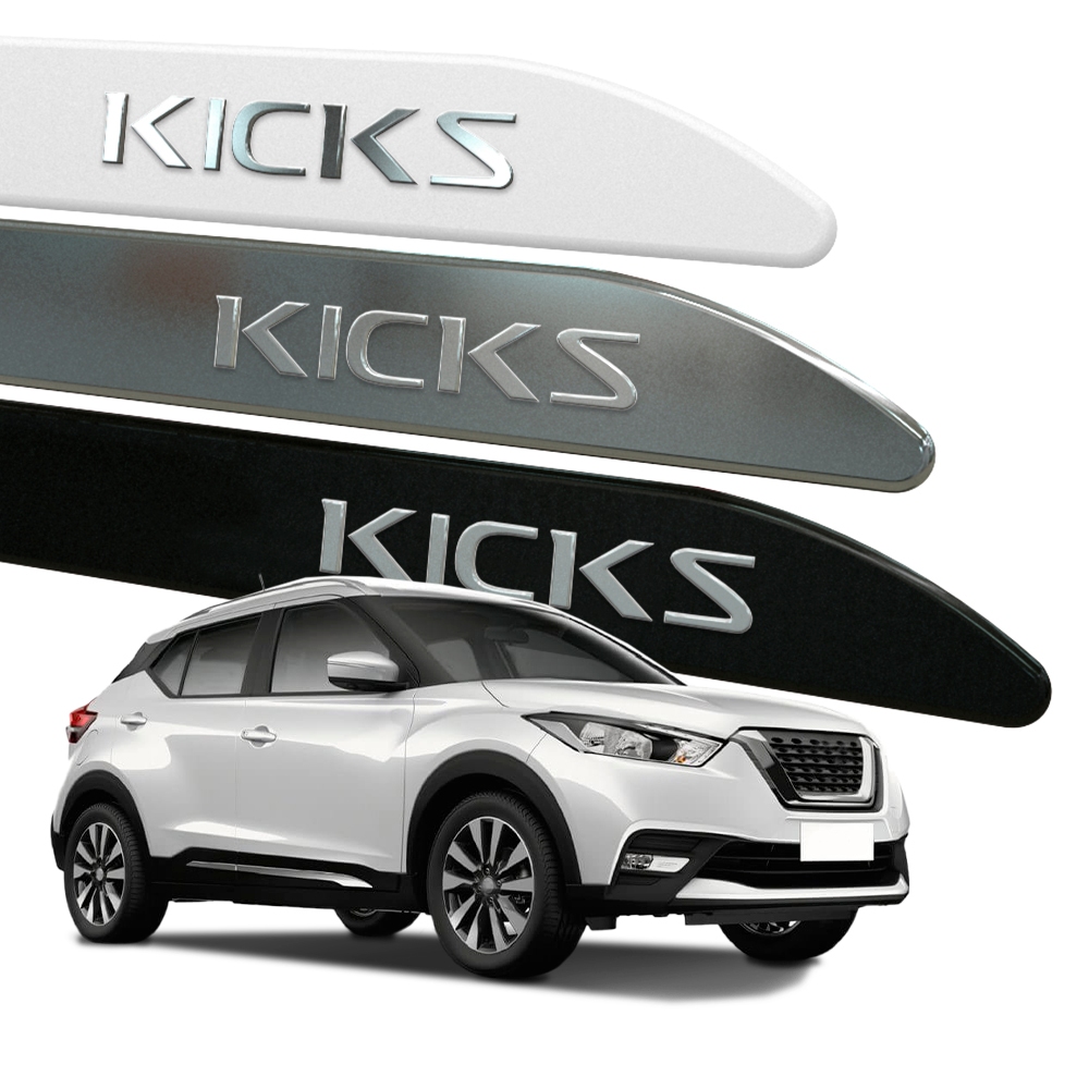 Friso Lateral Kicks 2017 a 2025 Facao Grafia em Alto Relevo Cromado Modelo Universal Compatível em Oferta na Shopee