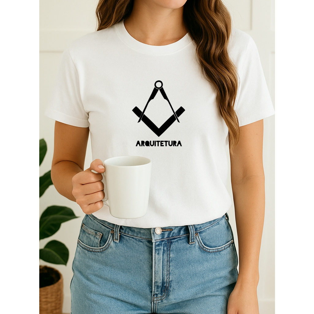 Camiseta Feminina Babylook Tshirt Faculdade Arquitetura Simbolo Compasso 100% Algodão