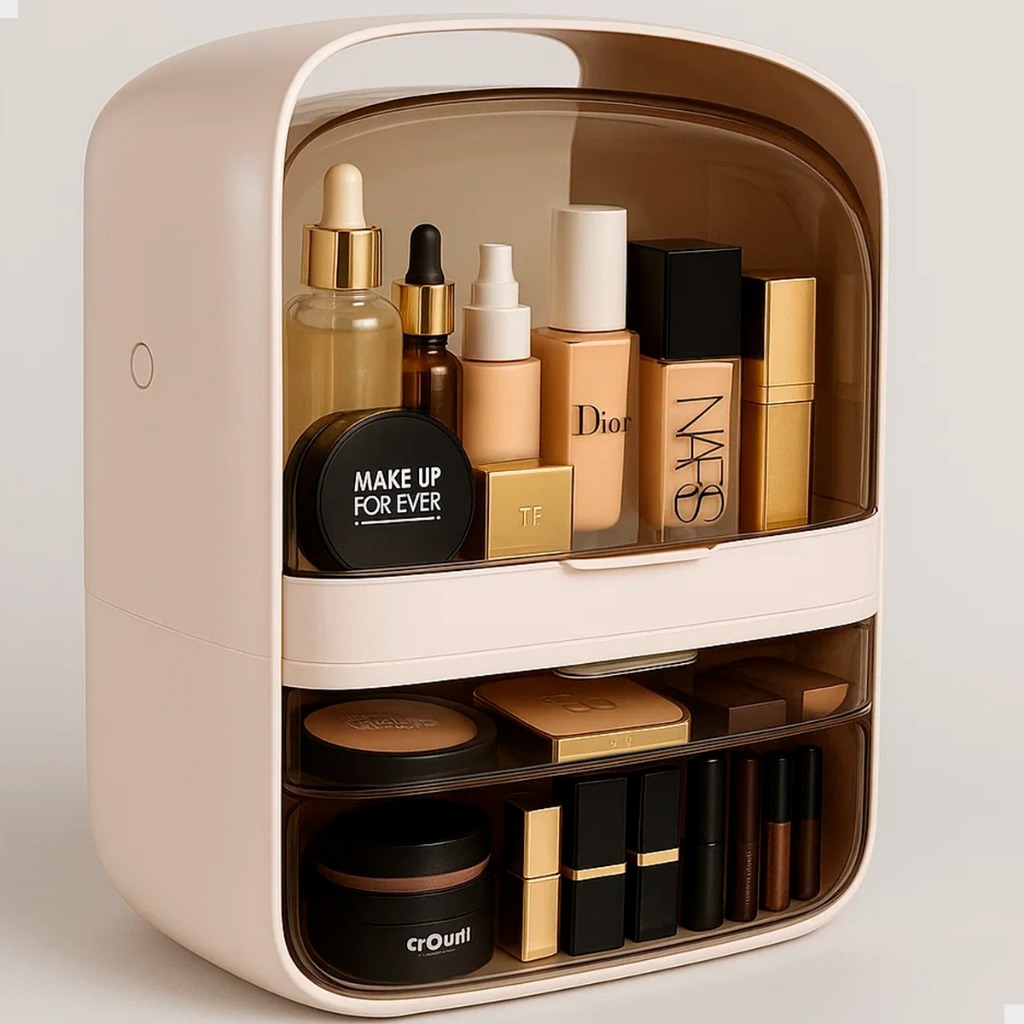 Porta Maquiagem Cosméticos 2 Gavetas Tampa Acrílico Dupla em Oferta na Shopee