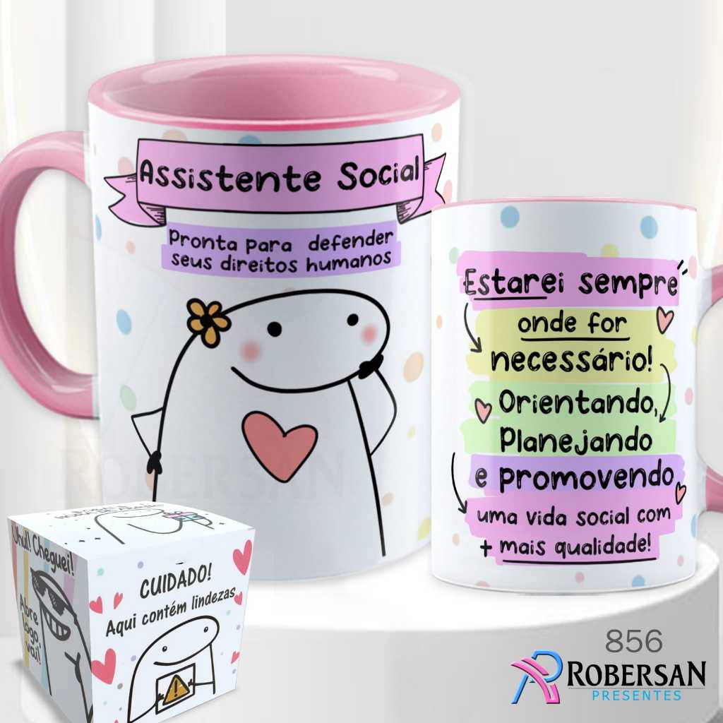 Caneca Assistente Social Serviços Sociais Flork Profissões Meme Engraçada Personalizada de Porcelana em Oferta na Shopee