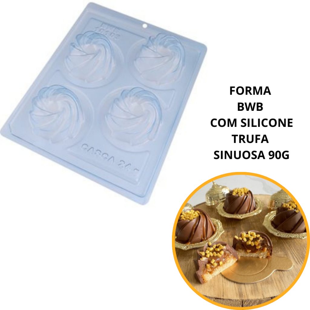 1~5 FORMA BWB COM SILICONE (3 PARTES) PARA CHOCOLATE-TRUFA SINUOSA 90G.PARA FESTAS BOMBONS, ALFAJOR (CHOCO) em Oferta na Shopee