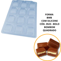1~4 FORMA BWB COM SILICONE SEMIPROFISSIONAL, DOCES FINOS CHOCOLATES CÓD. 3523 - BOLO BOMBOM QUADRADO