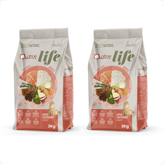 Kit 2 Ração Quatree Life Gatos Castrados Salmão e Arroz - 3Kg em Oferta na Shopee