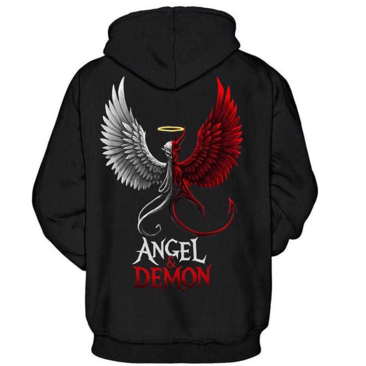 BLUSA E FRIU MASCULINA ANGEL DEMOM MOLETON CANGURU BOLSO E CAPUZ COM ENVIO IMEDIATO PARA TODO BRASIL