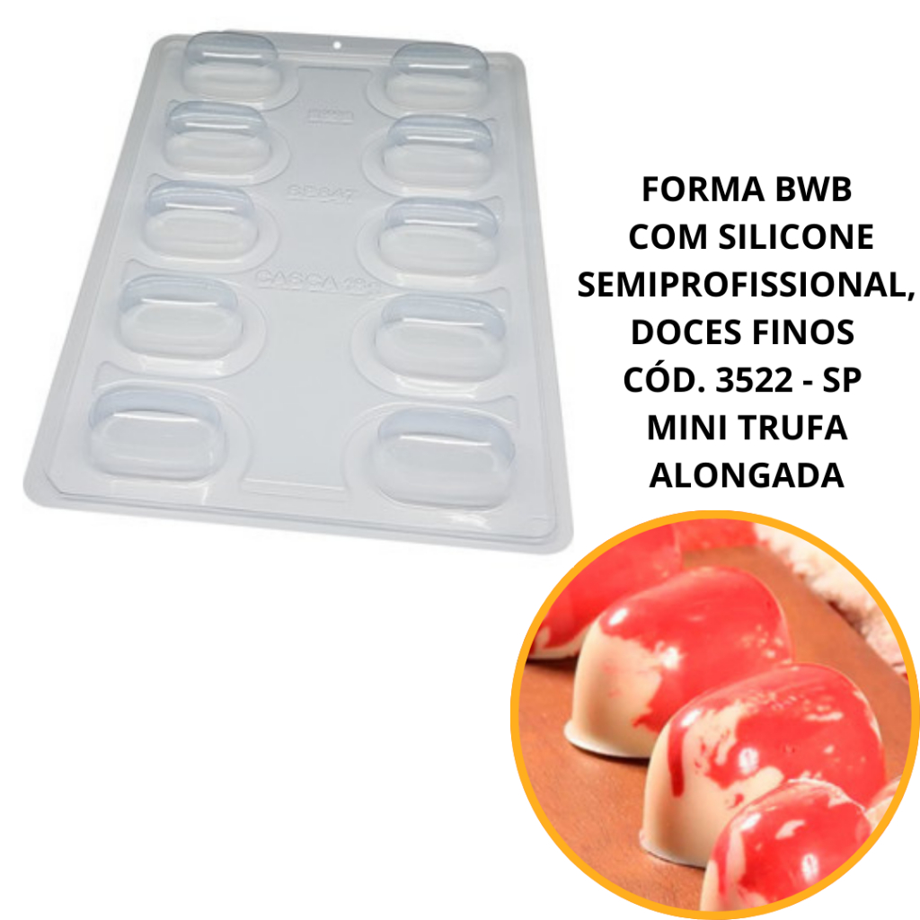 1~4 FORMA BWB COM SILICONE SEMIPROFISSIONAL, DOCES FINOS CÓD. 3522 - SP MINI TRUFA ALONGADA (CHOCO) em Oferta na Shopee