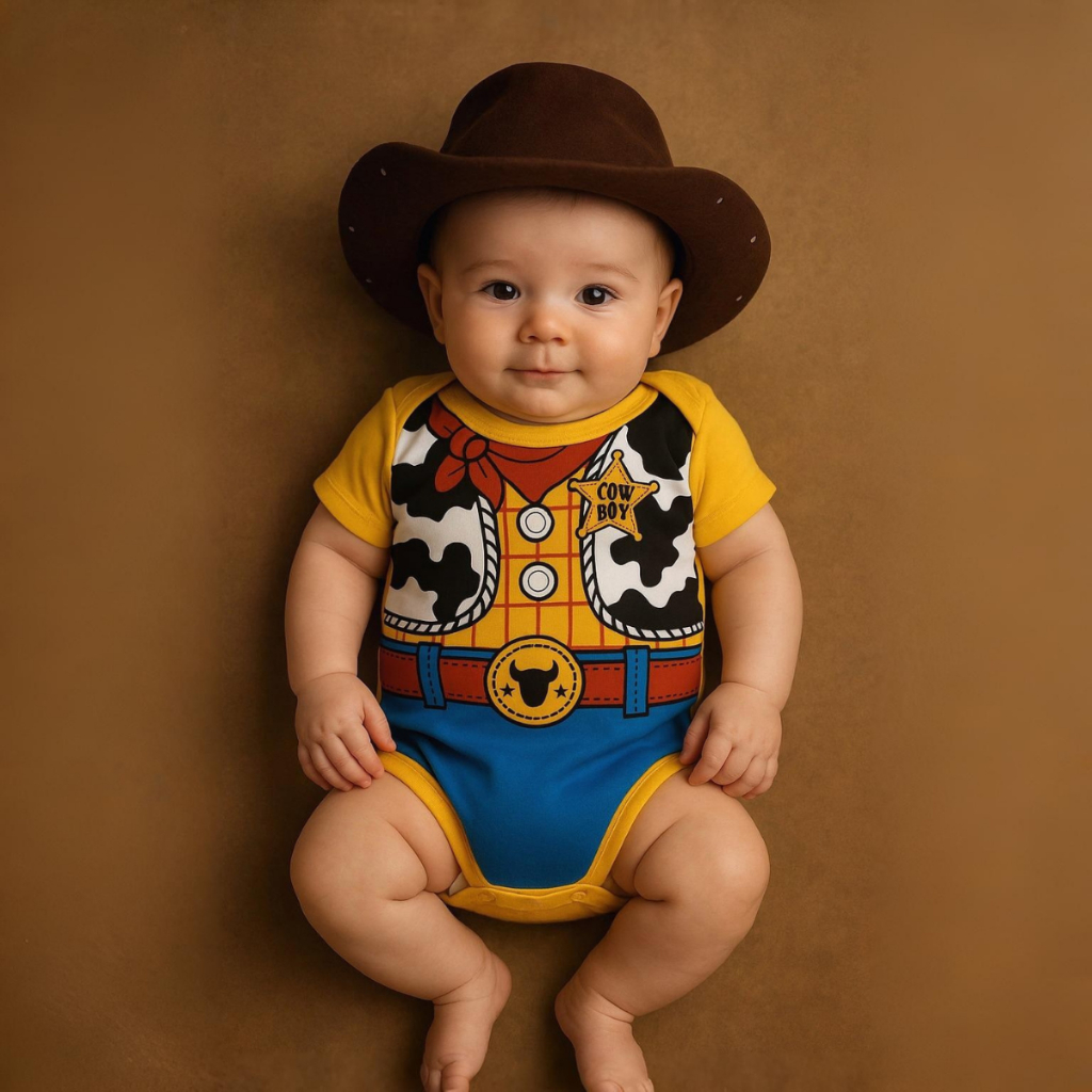 Body Bebe - Wood - Body + Chapéu - Cowboy - Mesversário em Oferta na Shopee