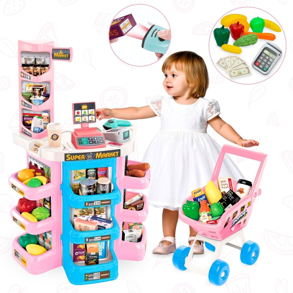 Mercadinho Infantil Faz de Conta com Caixa Registradora em Oferta na Shopee