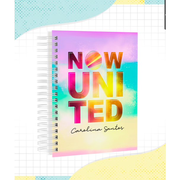 Caderno A5 NOW UNITED  personalizado - com capa dura e elástico Pode ser utilizado como agenda escolar