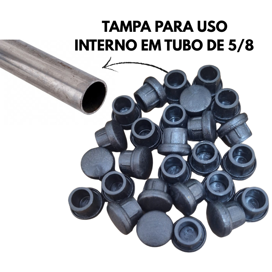 Tampa ponteira interna plástica 5/8 (15.88mm) para tubo redondo 100 peças em Oferta na Shopee