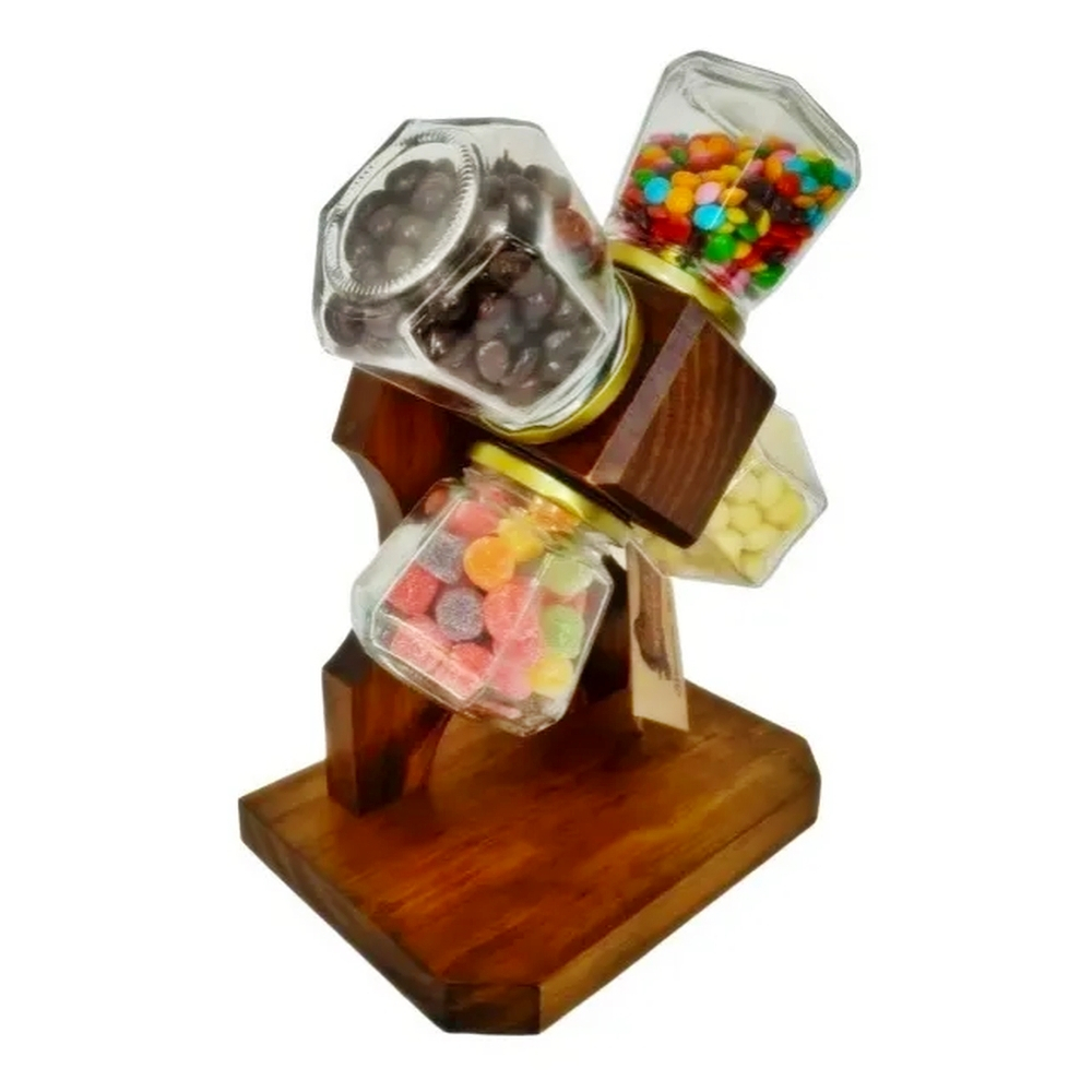 Kit Baleiro 04 Potes Giratório de Vidro 150ml Doces Balas