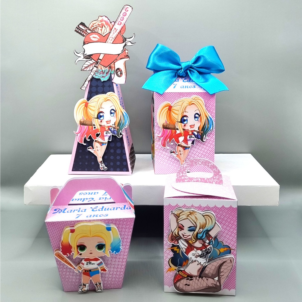 Kit Caixas Personalizadas Arlequina - Kit Festa Infantil Personalizada Arlequina