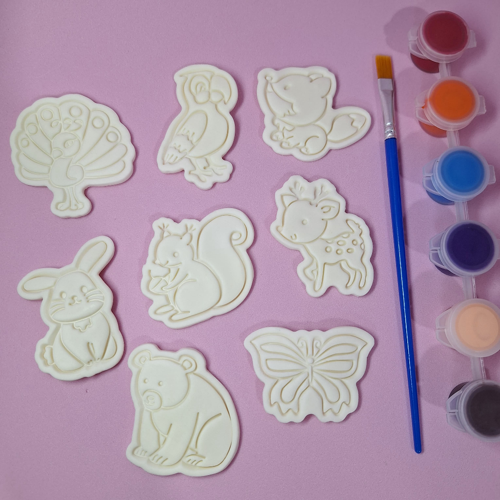 Kit Bosque Encantado para Pintar (Com ou Sem Tinta e Pincel) – 8 Peças em Biscuit + Brinde Surpresa! COD. 277