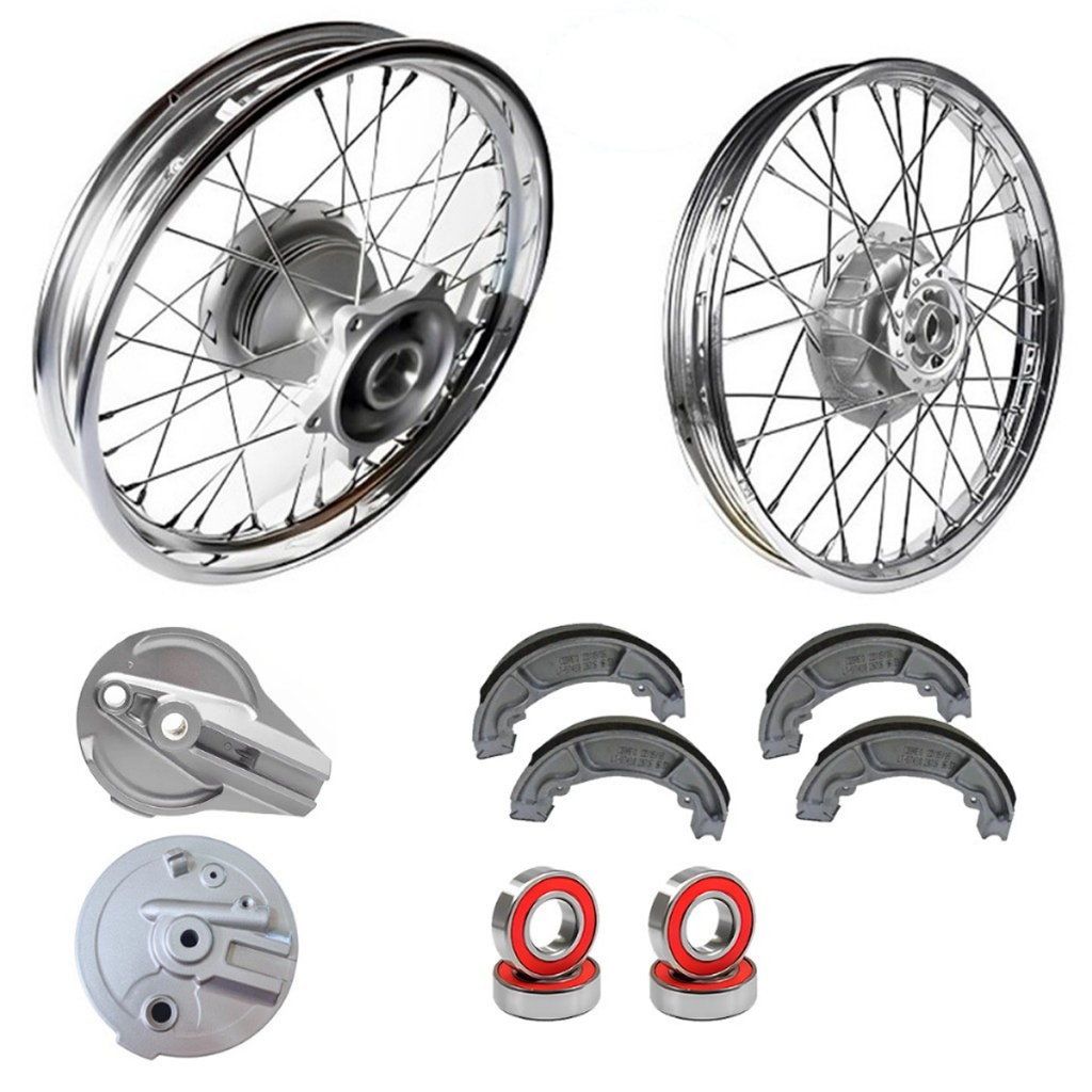 Roda Traseira + Dianteira Bros 125/150 Tambor Tork + Rolamentos Lonas Espelhos