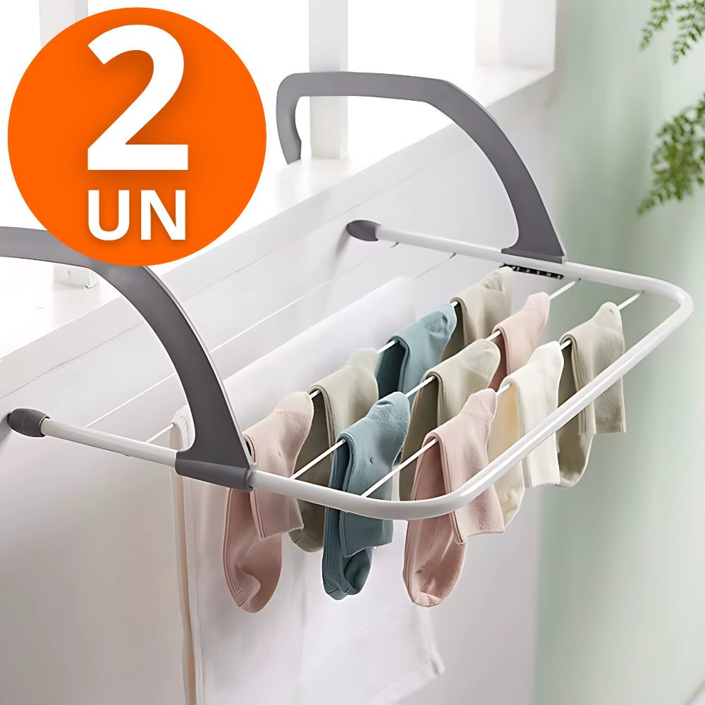 2 Unid. Varal Calcinha Meias CuecasPortátil Apartamento Retrátil Janela Varal Dobrável 26 Pregadores