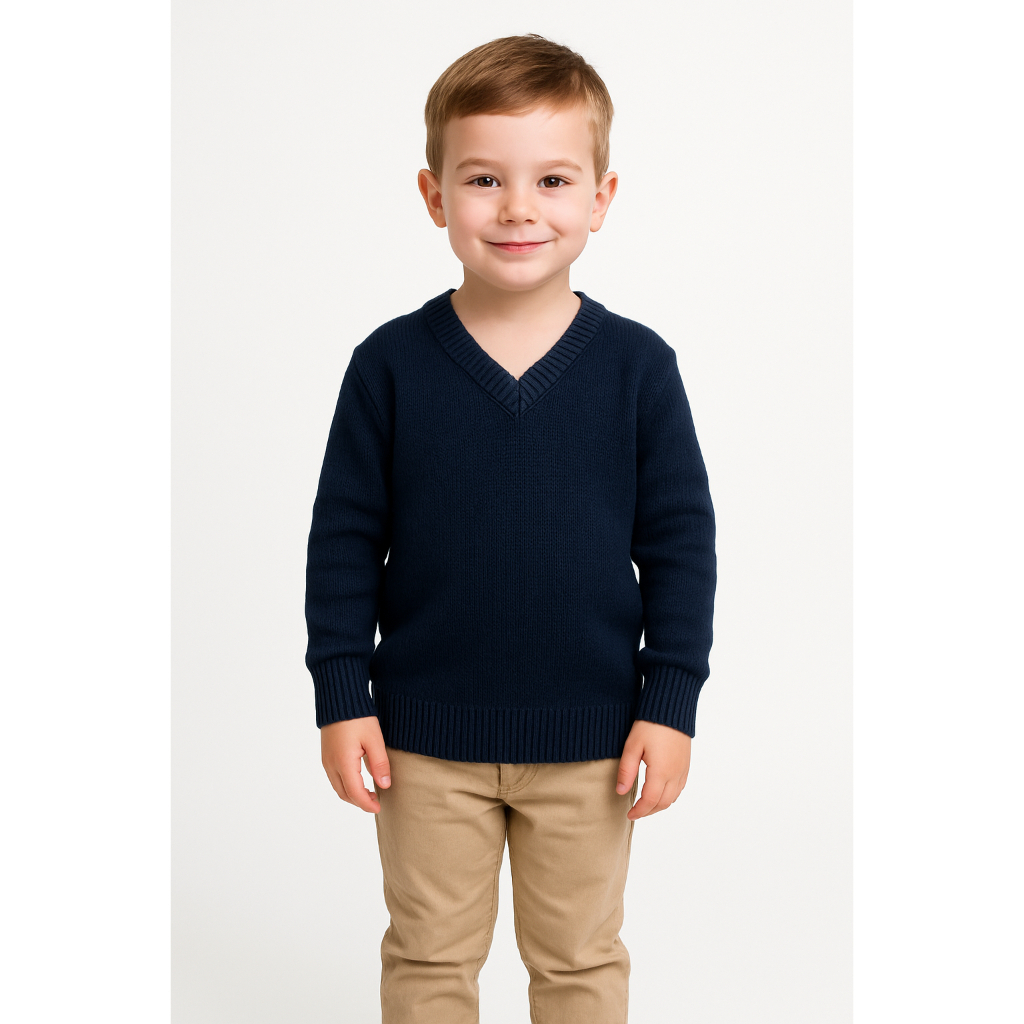 Blusa de Lã Tricot Lisa Frio Básica Infantil Gola V Sueter Manga Longa em Oferta na Shopee