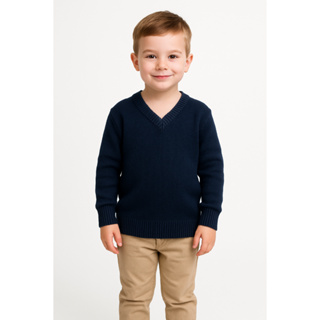 Blusa de Lã Tricot Lisa Frio Básica Infantil Gola V Sueter Manga Longa em Oferta na Shopee