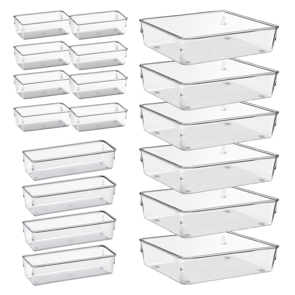 18 Organizadores Multiuso Modular Gavetas Geladeira Armario Acrilico Quadrado