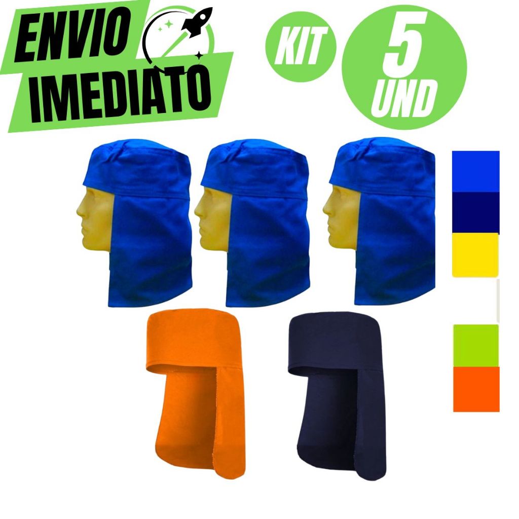 Kit Capuz Touca Soldador Árabe Proteção Solar Brim Epi Protetor Pescoço Pesca Solda Agricultor