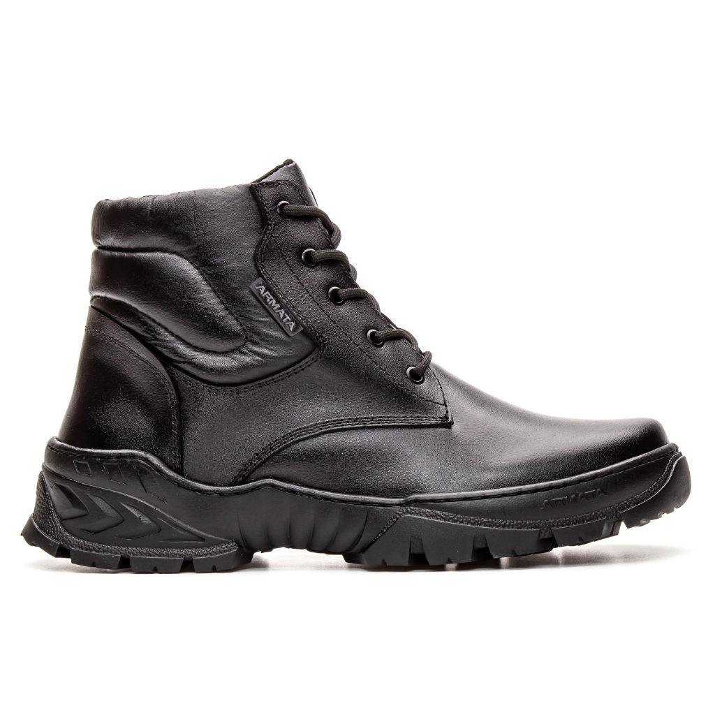 coturno masculino estilo militar 100% couro nobre cor preta bota muito resistente e confortavel