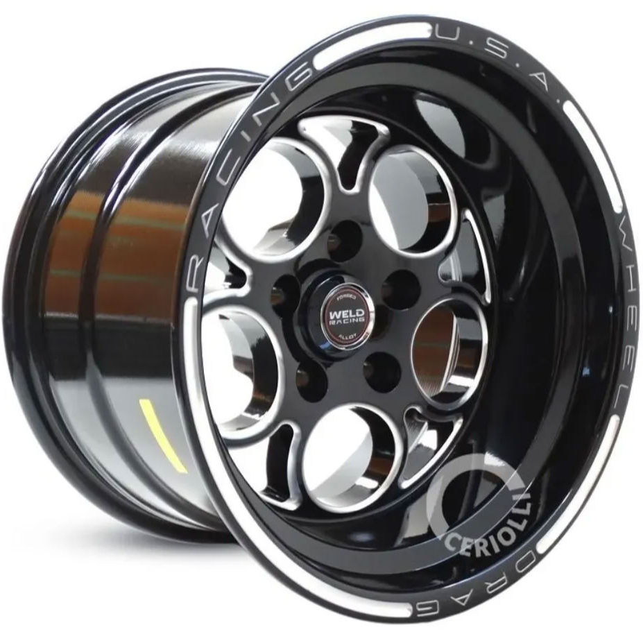 Kit 2 Rodas Weld Tala 10 Aro 15 5x114 Mangum Preto com Diamantado Bicos de Brinde Envio Imediato C10