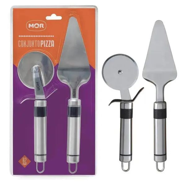 Conjunto Cortador e Espátula Inox para Pizza - 2 Peças Mor em Oferta na Shopee