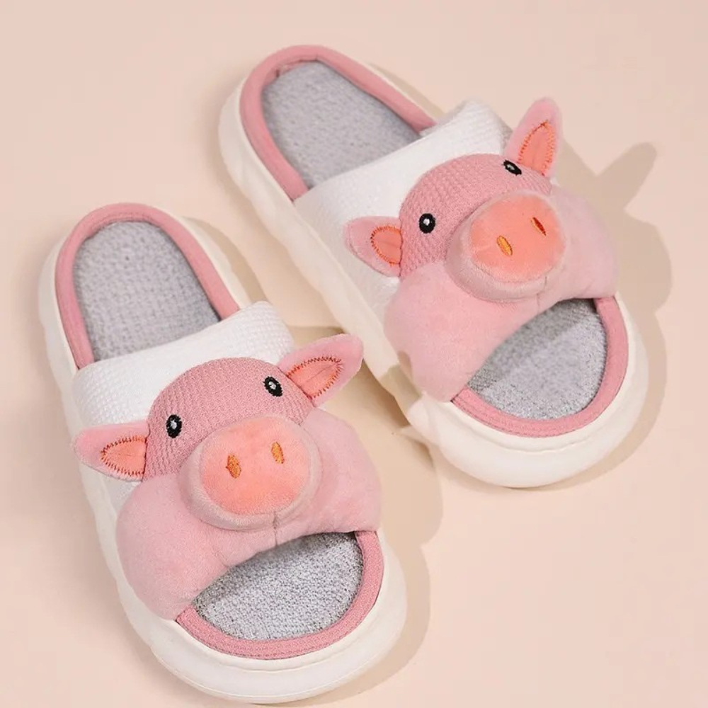 Pantufa de Porquinho Sola em Borracha Nuvem Quentinha Inverno Quente Conforto em Seus Pés Divertida