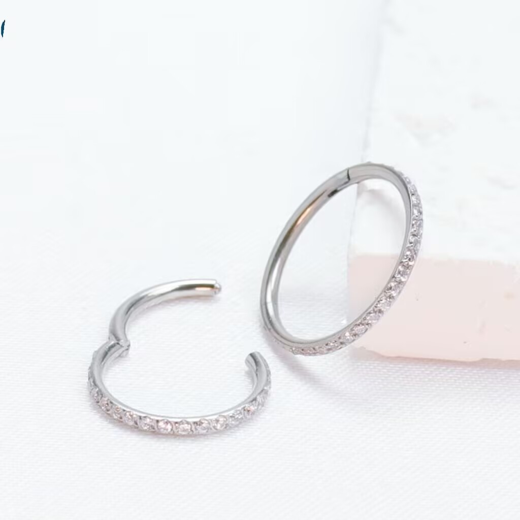 KIT 2 Piercing Argola Clik Aço Cirúrgico Zircônia em Oferta na Shopee