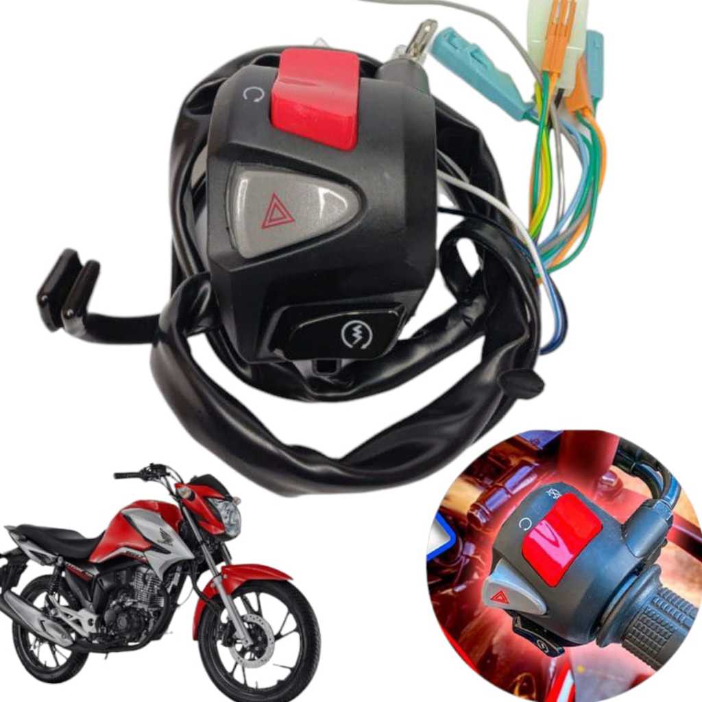 Punho Partida Pisca Alerta Cb 500 Fan 160 Titan 160 Start 160 Com Plugs em Oferta na Shopee