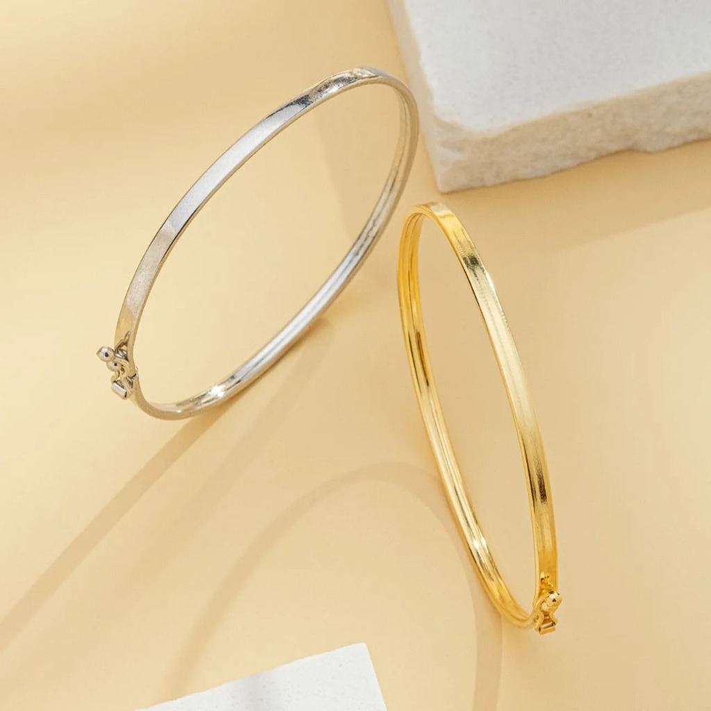 Pulseira Bracelete Feminino Liso Delicado Fecho Italiano Jóia Banhado a Ouro 18k Anti Alérgico