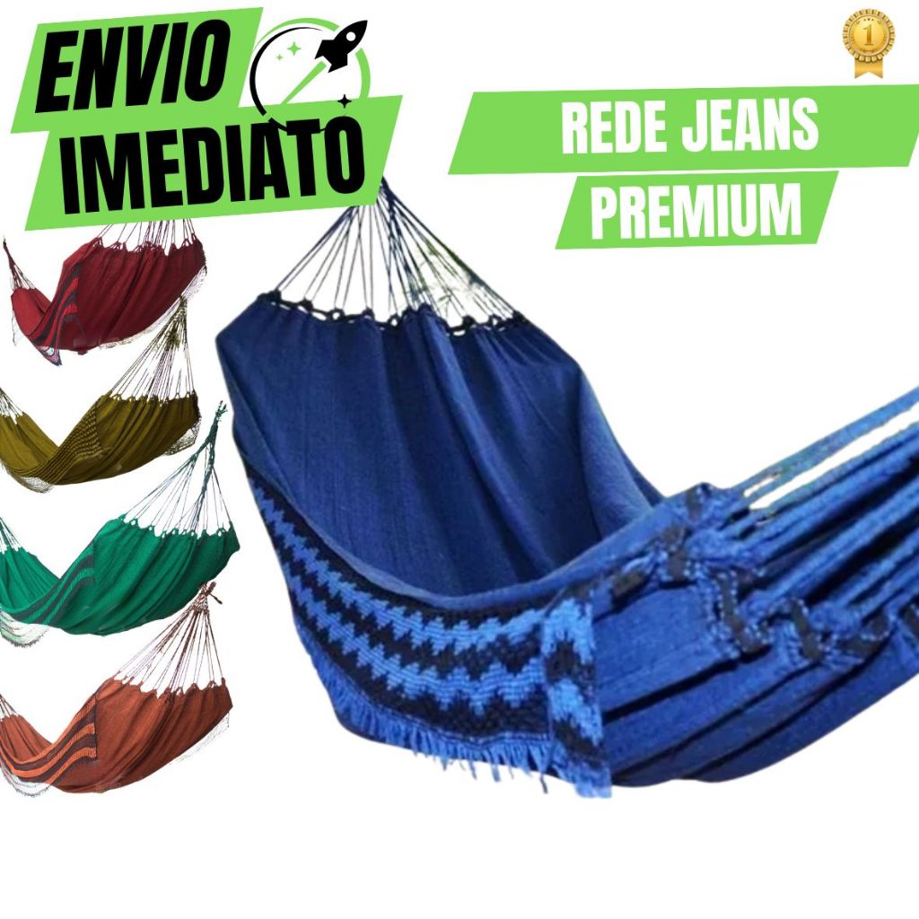 Rede Dormir Jeans Casal/Solteiro Descanso Reforçada Luxo Confortável Macia Design Elegante Premium