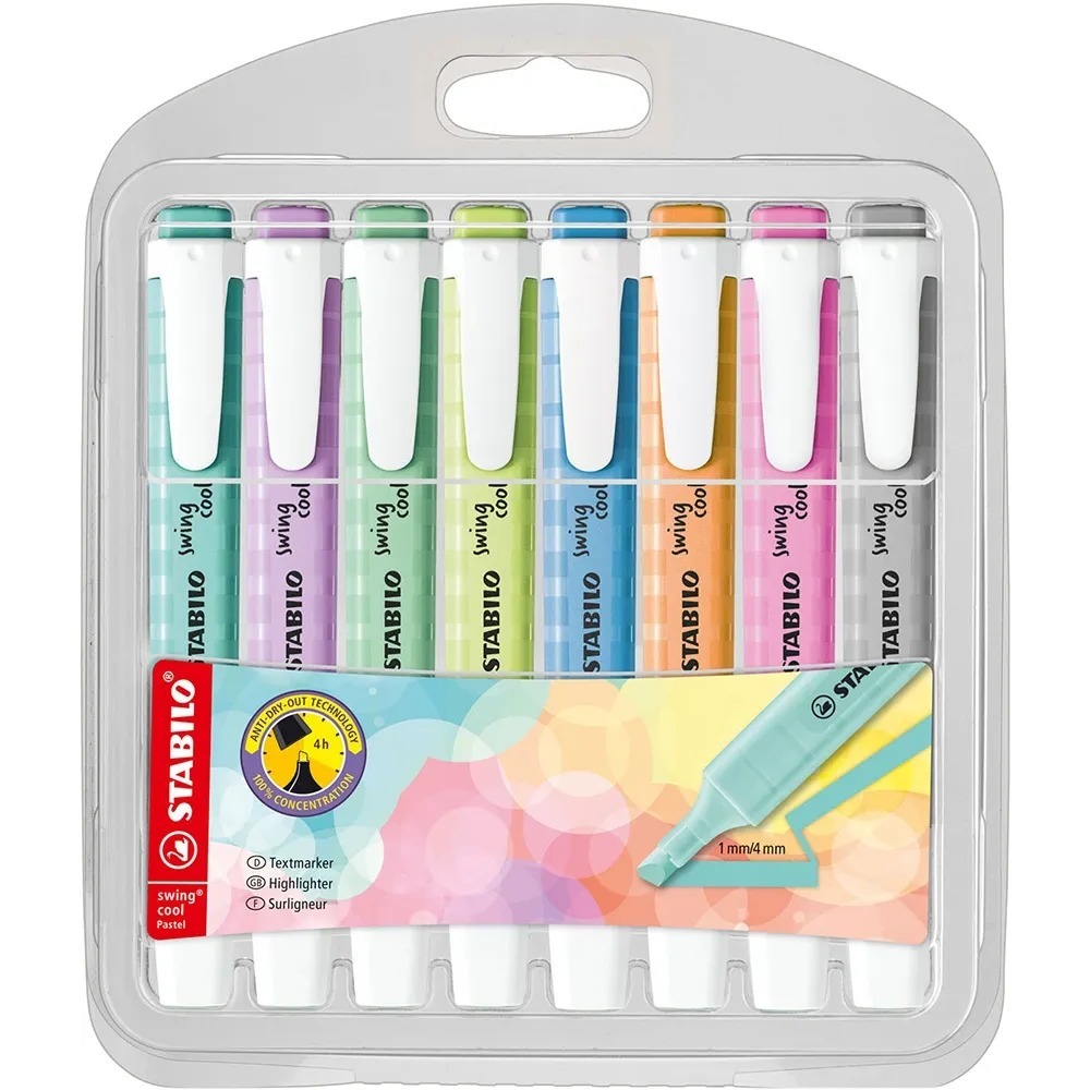 STABILO - Marca-textos Swing Cool 8X Pastel - Importado Alemanha 275/8-08-2 em Oferta na Shopee