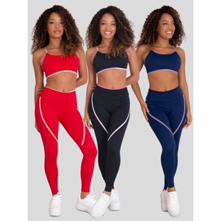 Kit 3 Calças Leggings de Poliamida Fitness Cintura Alta Tekla Moda Feminina em Oferta na Shopee