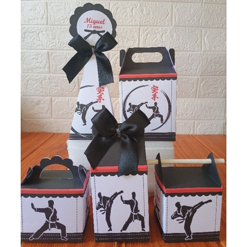 PEGUE E MONTE - Caixinhas Personalizadas Karatê Menino para aniversário/ Kit Caixinhas Lembrancinhas/ Festa Papelaria