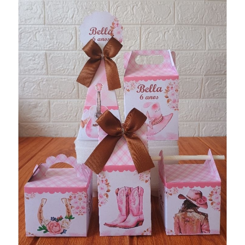 PEGUE E MONTE - Caixinhas Personalizadas Boiadeira para aniversário/ Kit Caixinhas Lembrancinhas/ Festa Papelaria