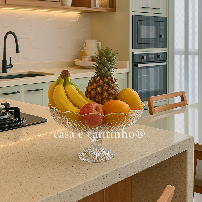 Fruteira de Mesa Acrílica Premium Cesta Decorativa para Cozinha e Sala